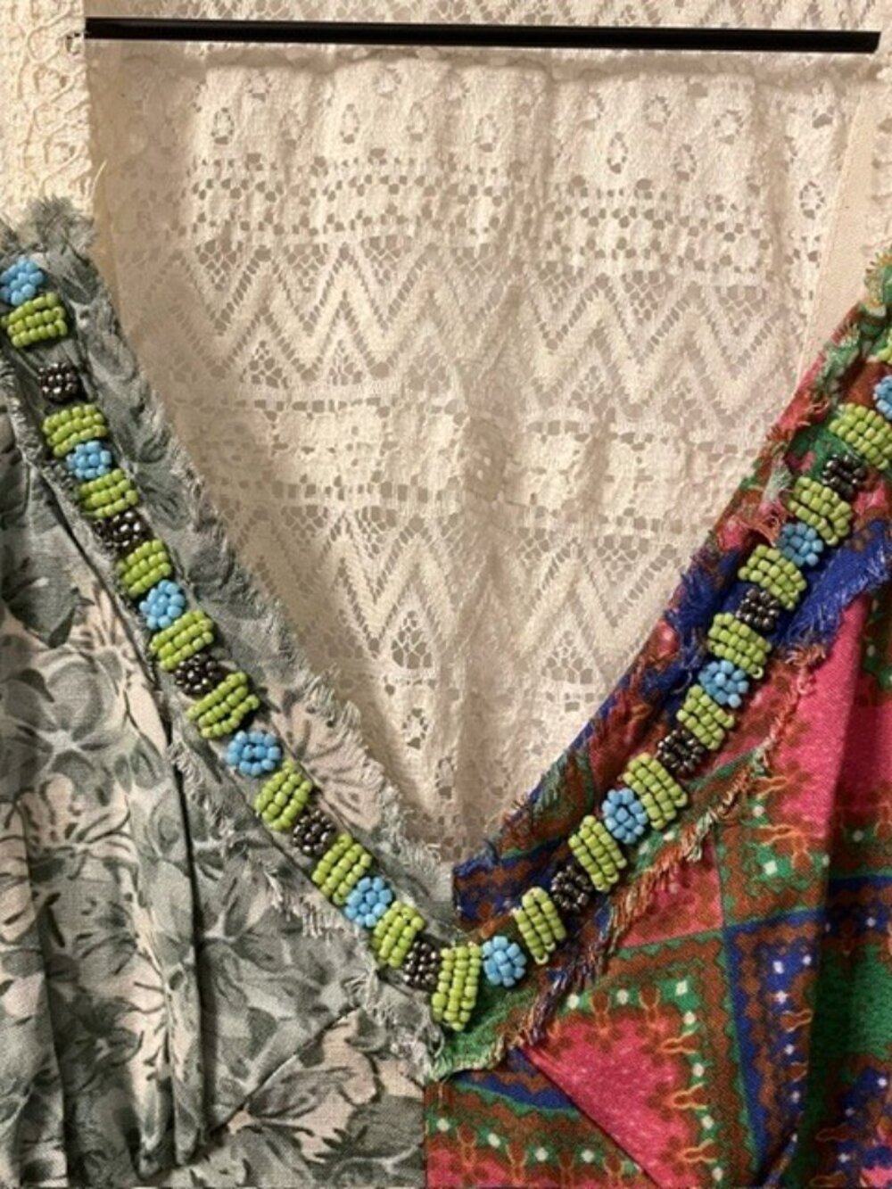 Natural Life Amina Maxi Dress Patchwork Boho Beaded Small - Picture 8 of 16